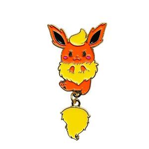 Pokemon Inspired Flareon Dangling Tail Pin Enamel Pin Lapel Pin Fan Made